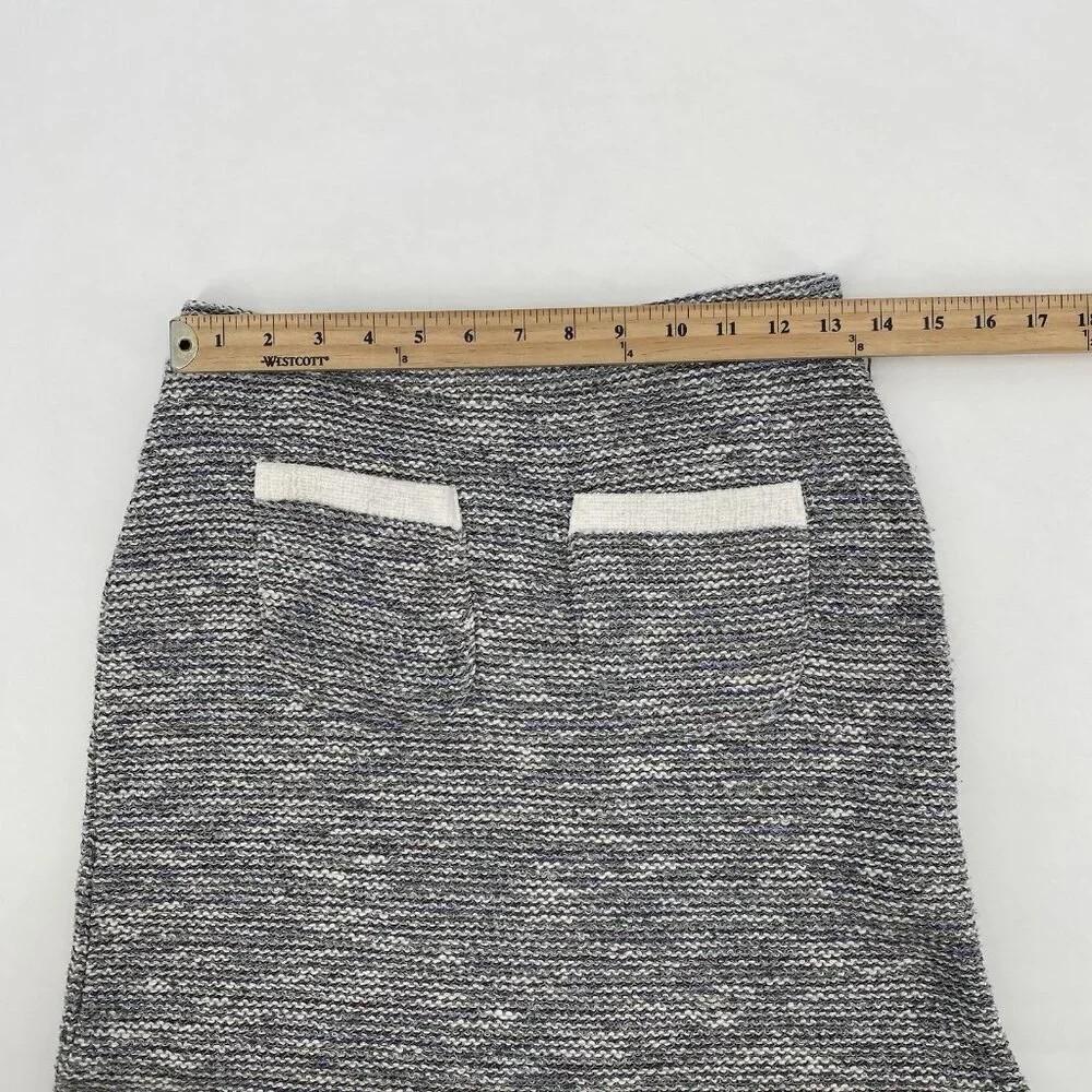 Zara Womens Size Small Gray Knit Jacquard Skirt Contrasting Pockets Preppy